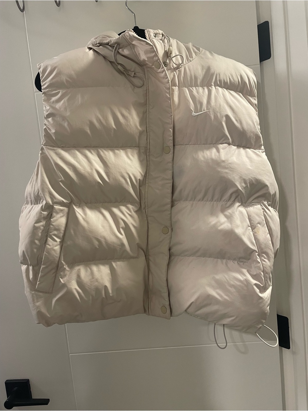 Nike Women's Hooded Puffer Vest in Light Beige